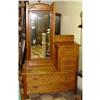Image 1 : old 1915 Tiger Oak Vanity Cheval Mirror Dresser #886996