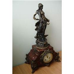 French MANTLE Clock Female GIRL Signed Chelvy #887008