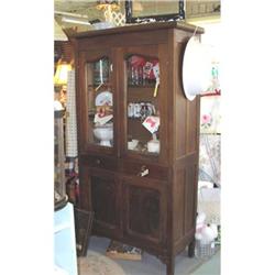 Antique Kitchen Cupboard Pie Safe with glass #896412