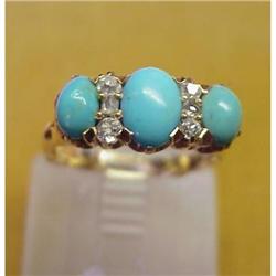 14k Gold TURQUOISE/DIAMOND Ring  #896608