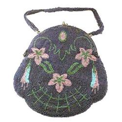 1890 Hand Beaded Floral Purse #896613