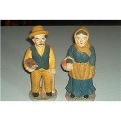 Figurine-Chalk Farmer And Wife  #916333