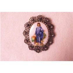 Jewelry-Silver Framed Picture Pendant and Pin #916463