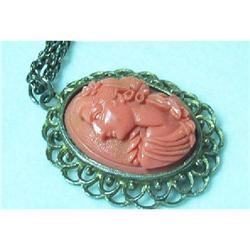 Molded  Coral Pink Cameo/Pendant #916466