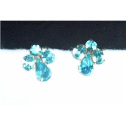 Blue Baguette Glass  Earrings by CORO #916474