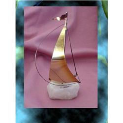 Vintage Copper Sailing Ship on Onyx DeMott  #916591