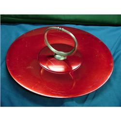 Retro Red Aluminum Tray with Handle  Very Rare #916596