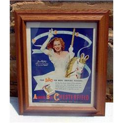 Framed Chesterfield Cigarette Advertisement JAN #916600