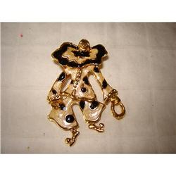 Vintage...Gold Enamel Clown, hinged LEGS #916694