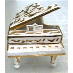 Vintage Gold & White Porcelain Piano by L & M #916837