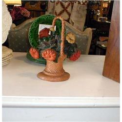 CAST IRON DOOR STOP c. 1900  FLORAL BASKET #916860