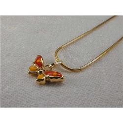 Estate 14K YG Enamel Butterfly Charm Pendant #916885