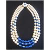 Image 1 : Unique 3 strand Vintage Pearl and Blue Lucite #917006