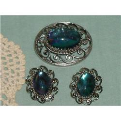 WHITING DAVIS  BROOCH & EARRING SET SIGNED #917085