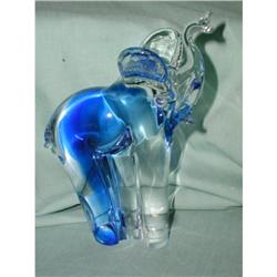 Clear Blue Glass Elephant Sculpture #917086