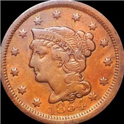 1854 Braided Hair Large Cent LIGHTLY CIRCULATED