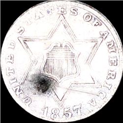 1857 Three Cent Silver NEARLY UNCIRCULATED
