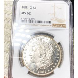 1881-O Morgan Silver Dollar NGC - MS62