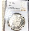Image 1 : 1881-O Morgan Silver Dollar NGC - MS62