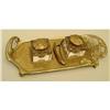Image 1 : Austrian Art Nouveau Inkwell Bronze Crystal #858037