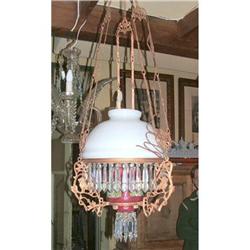 Hanging Kerosene bronze lamp, electrified #858101