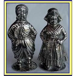 FIGURE MAN LADY SALT PEPPER ANTIQUE DUTCH SIL #858159