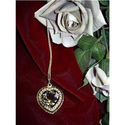 SMOKED TOPAZ HEART SHAPE PENDANT ON GOLD CHAIN #863996