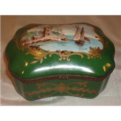 ANTIQUE SEVRES CASKET BOX SHIP SCENE SIGNED #864014