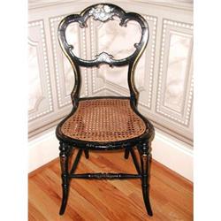  Paper Mache Chair Black Lacquered 19th Century #864025