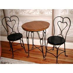 Signed Ice Cream Table Set Maple Wrought Iron #864031