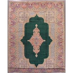 9'6" X  13.5 Green Kerman Oriental Rug #864066