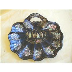 C.1840~PAPIER-MACHE' & PEARL ENGLISH FAN TRAY #864111