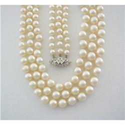 ESTATE 1940's 9.3MM PEARL & DIAMOND NECKLACE #864125