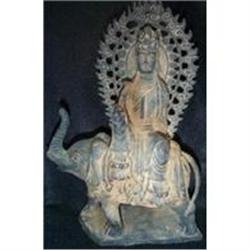 Tibetan bronze of Guan Yin riding elephant #864158