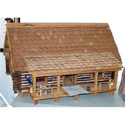 Log Cabin Folk Art Hand Carved, Fully Furnished #864178