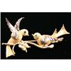 Image 1 : Sweet 14K bird Brooch/Pin with Emerald Eyes #864286