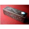 Image 1 : 19c Engraved Silver Turquoise Lipstick Compact  #864411