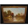 Image 1 : 19c Victorian Fall Landscape Oil Painting Signd #864431