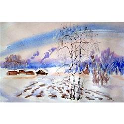 "Russian winter" in impressionism style. #869858