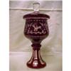 Image 1 : Red Bohemian Glass  Covered  Candy Dish #882632