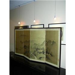 Japanese Taisho Gold Painted Silk Screen 1930 #882817