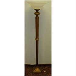 Faux Gilt Wood Glass Torchiere Floor Lamp #882820