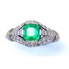 Image 1 : Emerald and Diamond Ring in Platinum setting. #889453