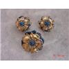 Image 1 : 3 Piece Rhinestone Blue Bead gold Brooch #898246