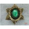 Image 1 : BENEDIKT Green Cabachon Rhinestone Brooch #898268