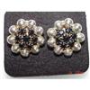 WEISS  Black Glass Rhinestone Earrings #898316