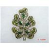 Green Emerald Rhinestone Leaf Brooch or pin #898325