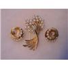 Image 1 : Trifari 3 piece  Pearl  Rhinestone Set #898343