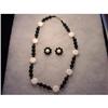 Black & White Plastic Necklace Earrings set or #898355