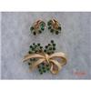 Image 1 : Vintage TRIFARI Green Clear Rhinestone Set #898512